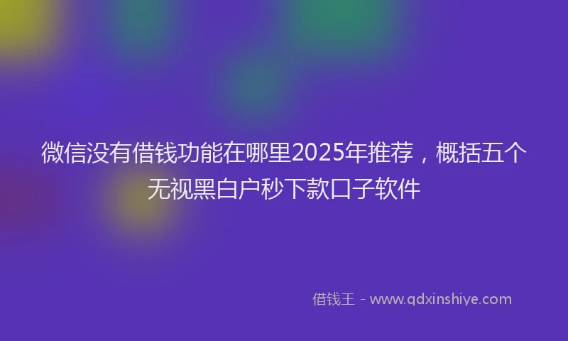 微信没有借钱功能在哪里2025年推荐，概括五个无视黑白户秒下款口子软件
