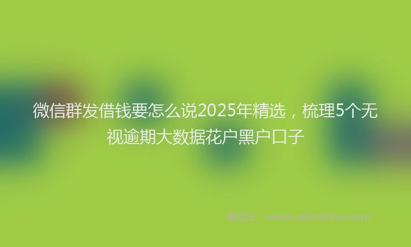 微信群发借钱要怎么说2025年精选，梳理5个无视逾期大数据花户黑户口子