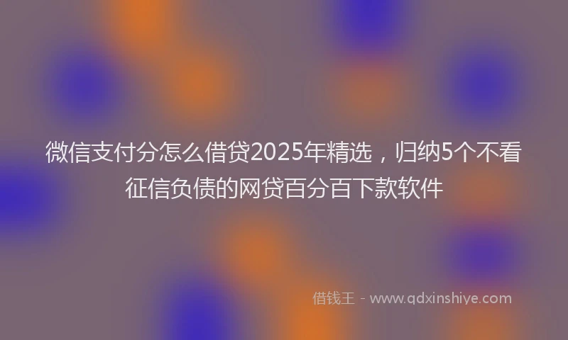 微信支付分怎么借贷2025年精选，归纳5个不看征信负债的网贷百分百下款软件