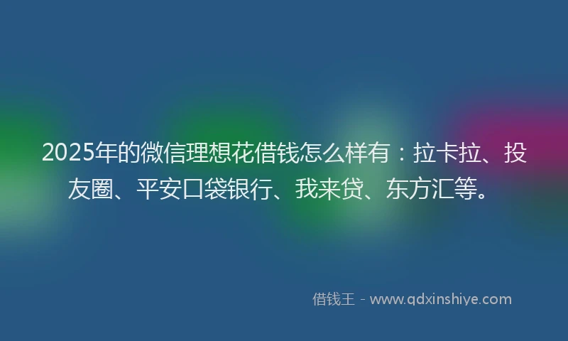 2025年的微信理想花借钱怎么样有：拉卡拉、投友圈、平安口袋银行、我来贷、东方汇等。