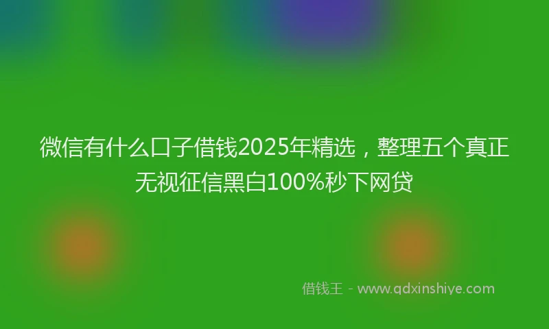 微信有什么口子借钱2025年精选，整理五个真正无视征信黑白100%秒下网贷