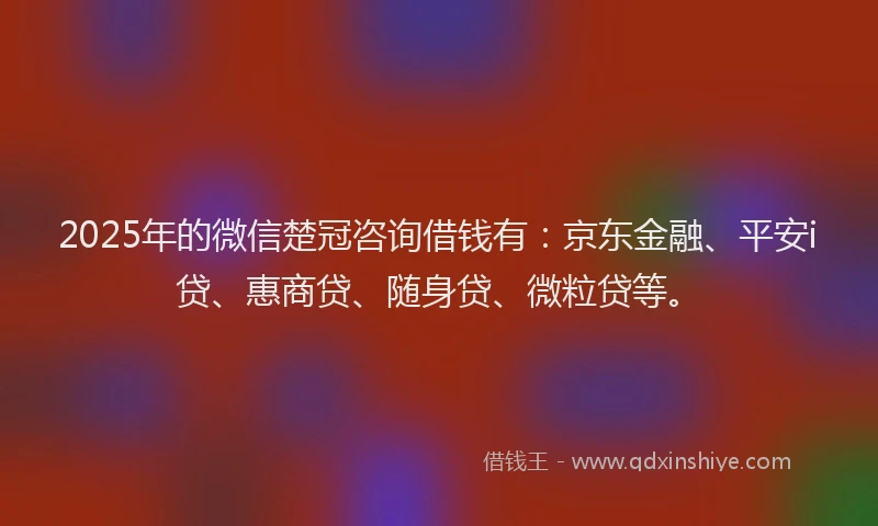 2025年的微信楚冠咨询借钱有：京东金融、平安i贷、惠商贷、随身贷、微粒贷等。