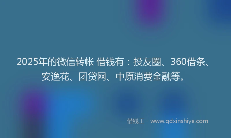 2025年的微信转帐 借钱有：投友圈、360借条、安逸花、团贷网、中原消费金融等。