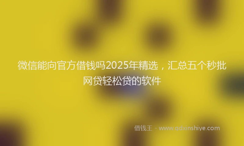 微信能向官方借钱吗2025年精选，汇总五个秒批网贷轻松贷的软件