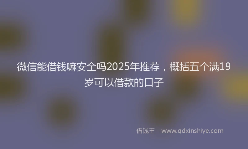 微信能借钱嘛安全吗2025年推荐，概括五个满19岁可以借款的口子