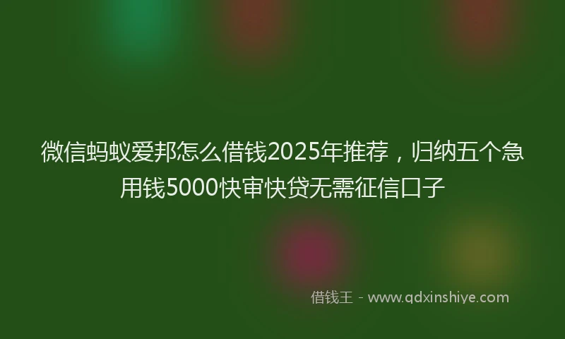 微信蚂蚁爱邦怎么借钱2025年推荐，归纳五个急用钱5000快审快贷无需征信口子