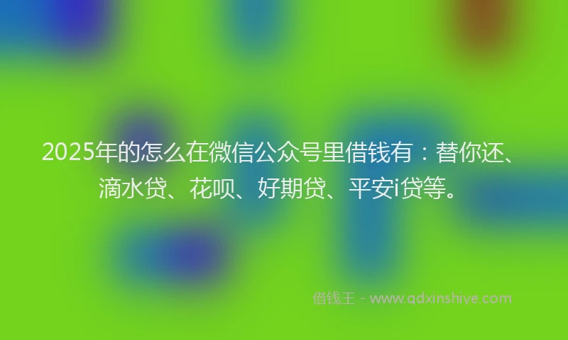 2025年的怎么在微信公众号里借钱有：替你还、滴水贷、花呗、好期贷、平安i贷等。