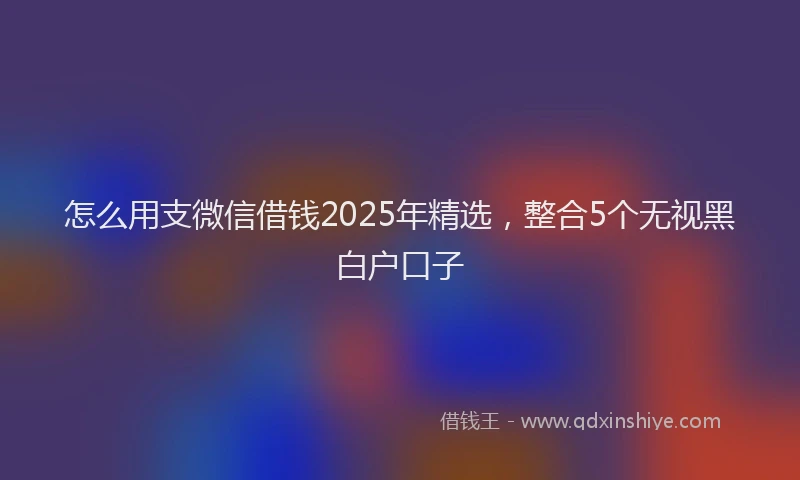 怎么用支微信借钱2025年精选，整合5个无视黑白户口子