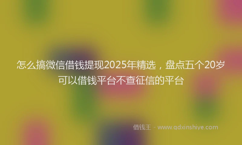 怎么搞微信借钱提现2025年精选，盘点五个20岁可以借钱平台不查征信的平台