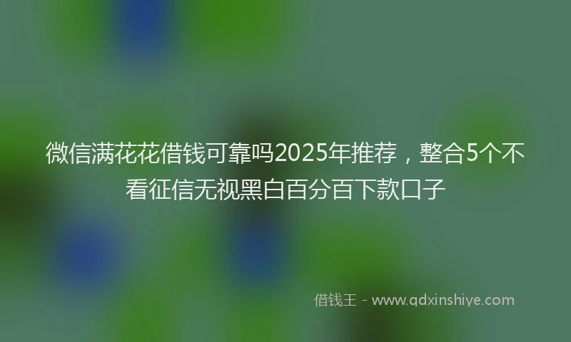 微信满花花借钱可靠吗2025年推荐，整合5个不看征信无视黑白百分百下款口子