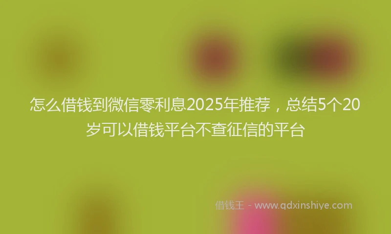 怎么借钱到微信零利息2025年推荐，总结5个20岁可以借钱平台不查征信的平台