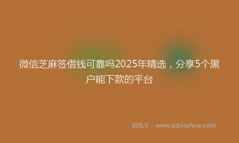 微信芝麻签借钱可靠吗2025年精选，分享5个黑户能下款的平台