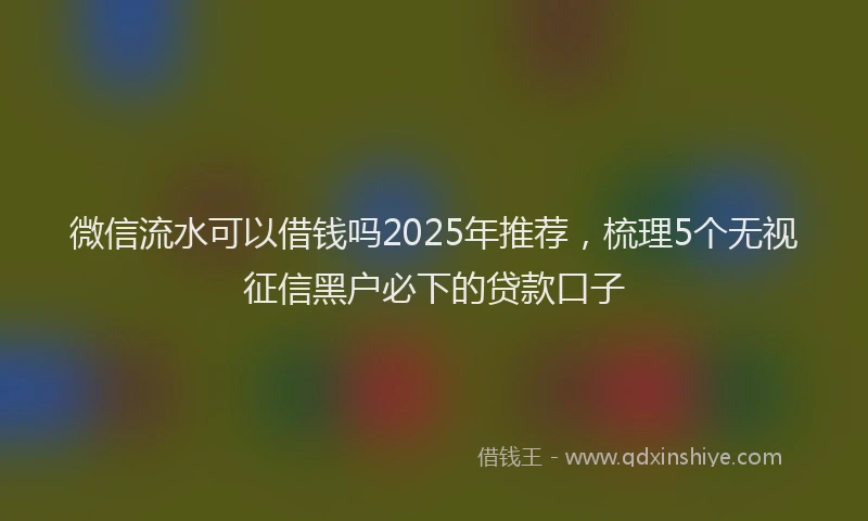 微信流水可以借钱吗2025年推荐，梳理5个无视征信黑户必下的贷款口子