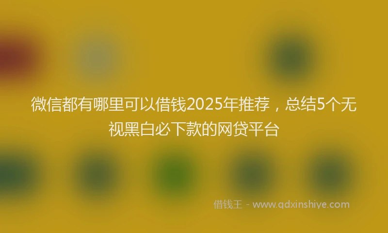 微信都有哪里可以借钱2025年推荐，总结5个无视黑白必下款的网贷平台