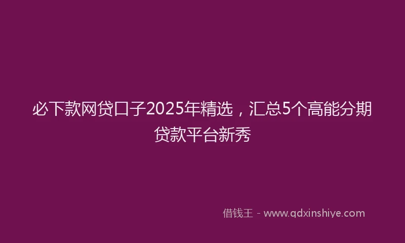 必下款网贷口子2025年精选，汇总5个高能分期贷款平台新秀
