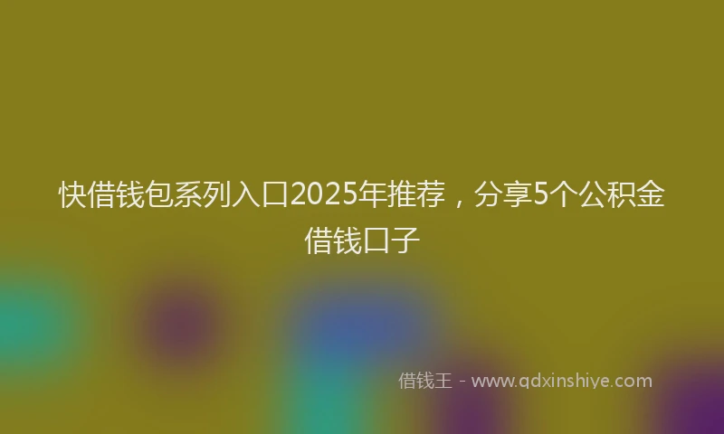 快借钱包系列入口2025年推荐，分享5个公积金借钱口子