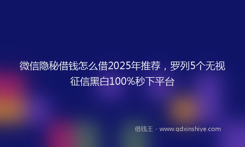 微信隐秘借钱怎么借2025年推荐，罗列5个无视征信黑白100%秒下平台
