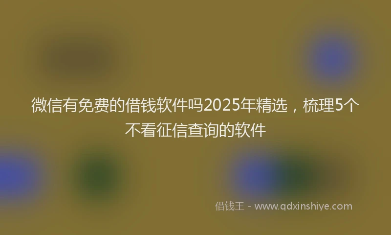 微信有免费的借钱软件吗2025年精选，梳理5个不看征信查询的软件