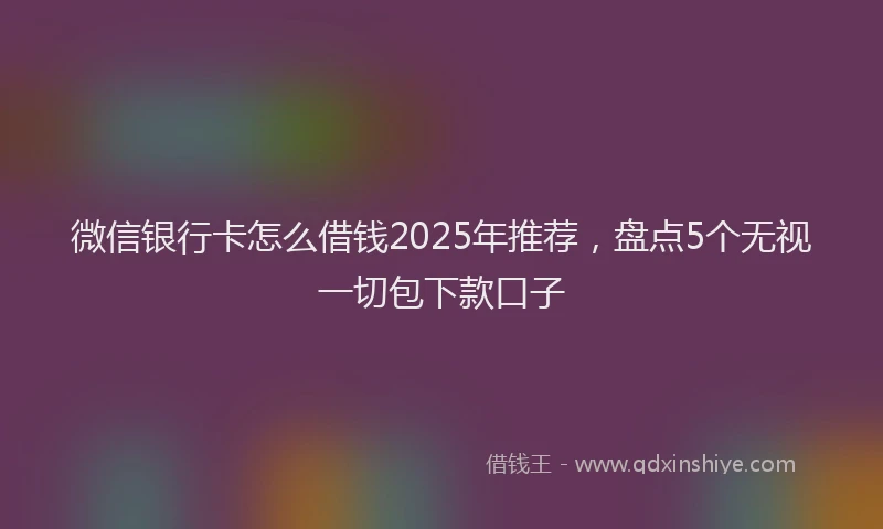 微信银行卡怎么借钱2025年推荐，盘点5个无视一切包下款口子