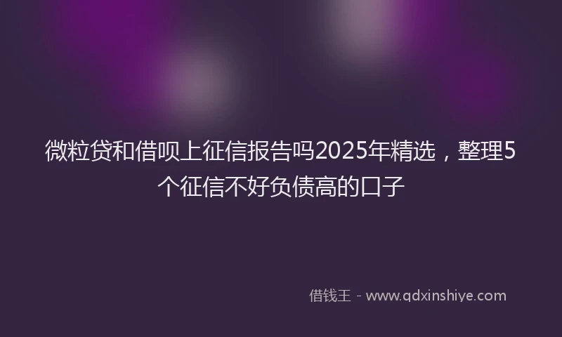 微粒贷和借呗上征信报告吗2025年精选，整理5个征信不好负债高的口子