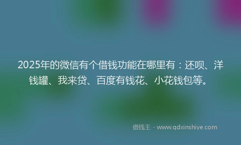 2025年的微信有个借钱功能在哪里有：还呗、洋钱罐、我来贷、百度有钱花、小花钱包等。