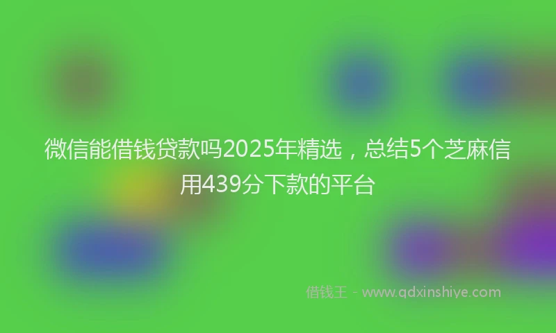 微信能借钱贷款吗2025年精选，总结5个芝麻信用439分下款的平台