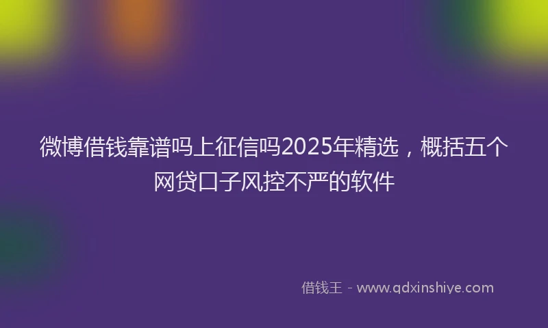 微博借钱靠谱吗上征信吗2025年精选，概括五个网贷口子风控不严的软件