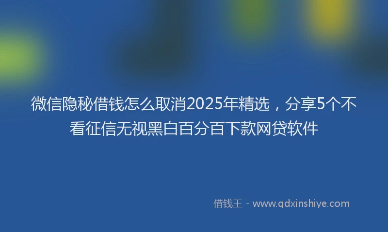 微信隐秘借钱怎么取消2025年精选，分享5个不看征信无视黑白百分百下款网贷软件