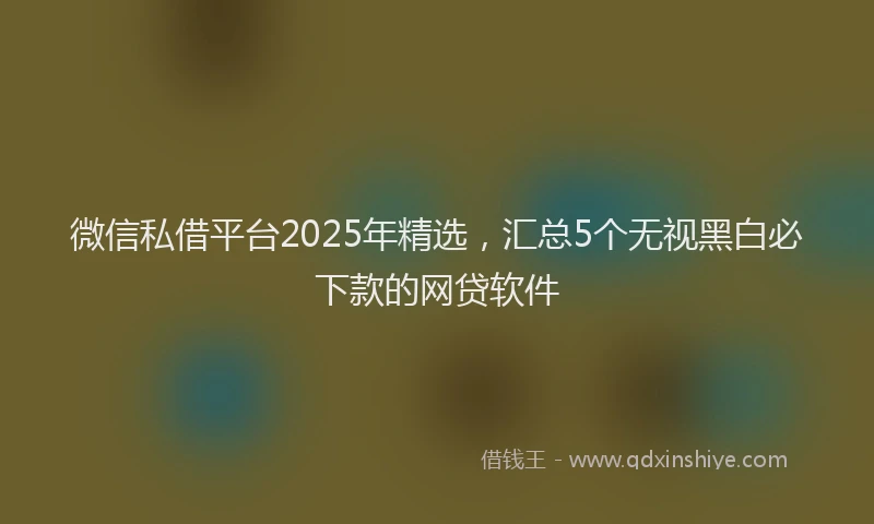 微信私借平台2025年精选，汇总5个无视黑白必下款的网贷软件