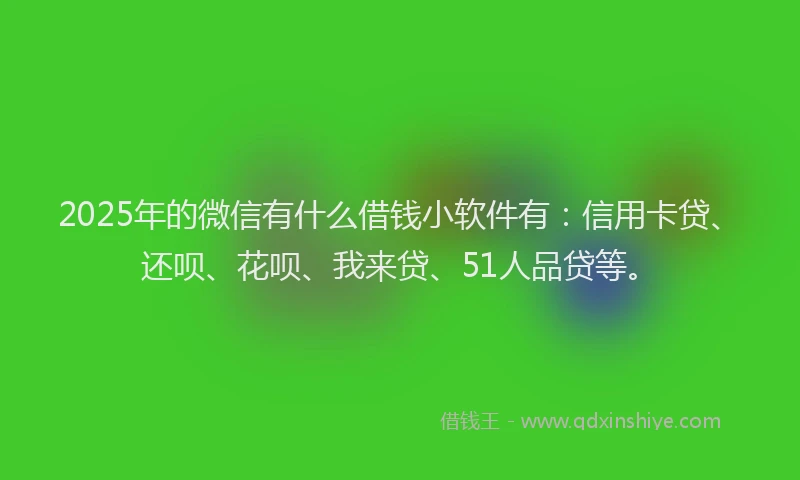 2025年的微信有什么借钱小软件有：信用卡贷、还呗、花呗、我来贷、51人品贷等。