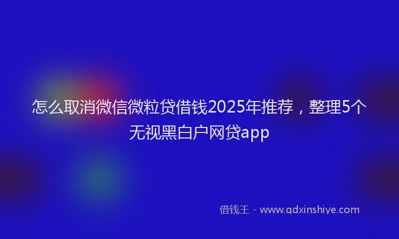 怎么取消微信微粒贷借钱2025年推荐，整理5个无视黑白户网贷app