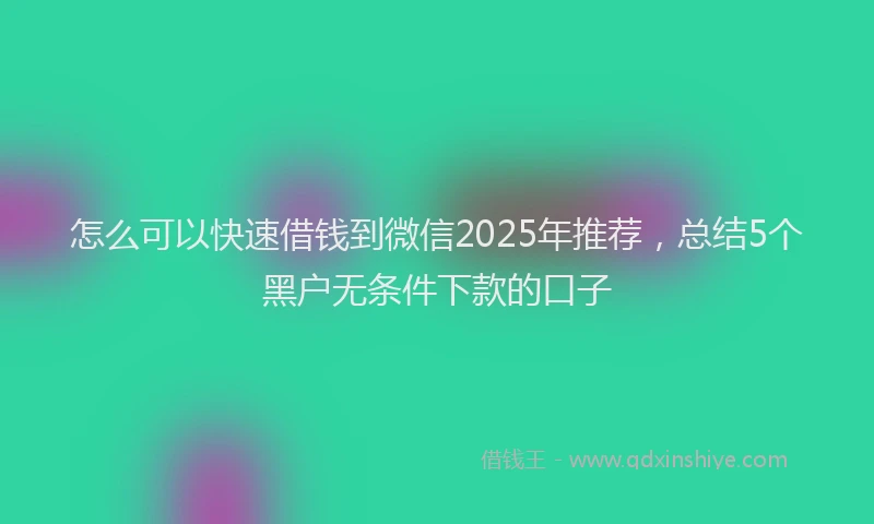 怎么可以快速借钱到微信2025年推荐，总结5个黑户无条件下款的口子