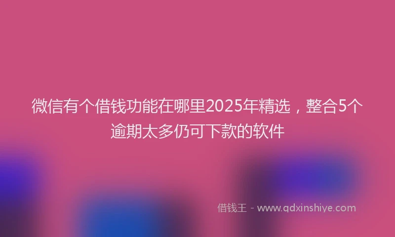微信有个借钱功能在哪里2025年精选，整合5个逾期太多仍可下款的软件