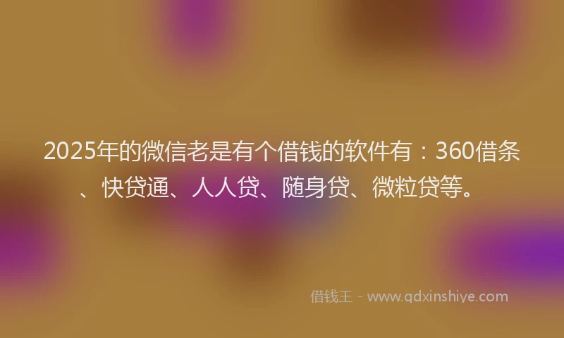 2025年的微信老是有个借钱的软件有：360借条、快贷通、人人贷、随身贷、微粒贷等。