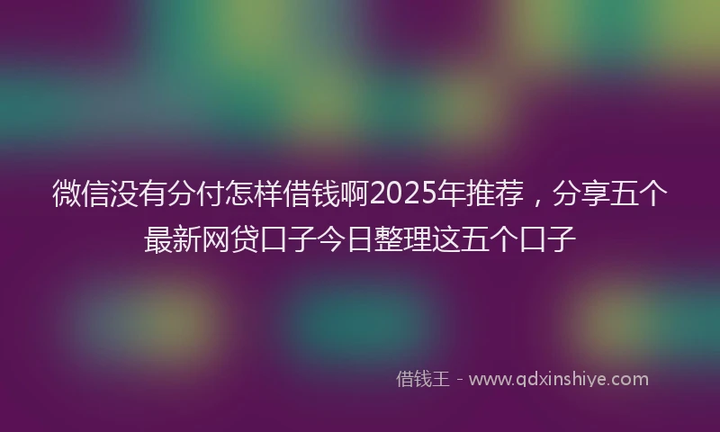 微信没有分付怎样借钱啊2025年推荐，分享五个最新网贷口子今日整理这五个口子