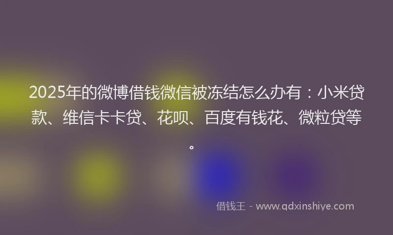 2025年的微博借钱微信被冻结怎么办有：小米贷款、维信卡卡贷、花呗、百度有钱花、微粒贷等。