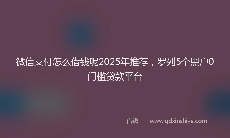 微信支付怎么借钱呢2025年推荐，罗列5个黑户0门槛贷款平台