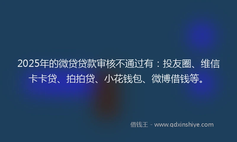 2025年的微贷贷款审核不通过有：投友圈、维信卡卡贷、拍拍贷、小花钱包、微博借钱等。