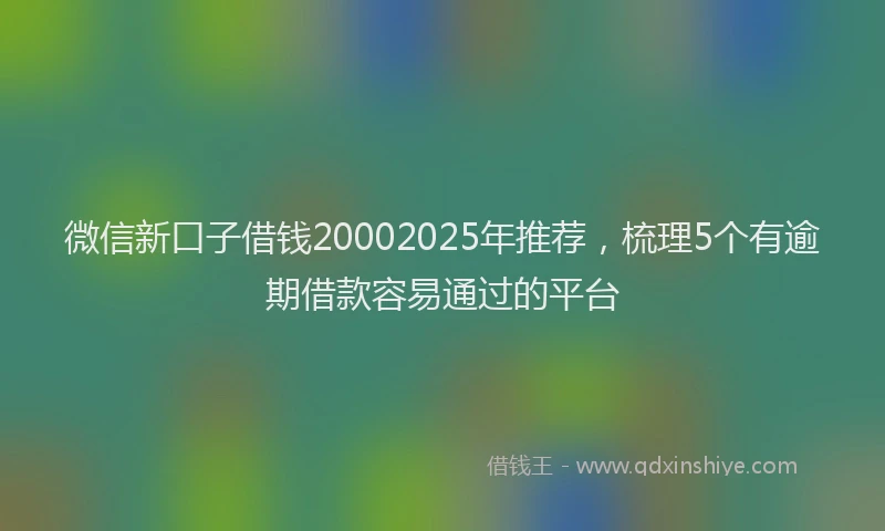 微信新口子借钱20002025年推荐，梳理5个有逾期借款容易通过的平台