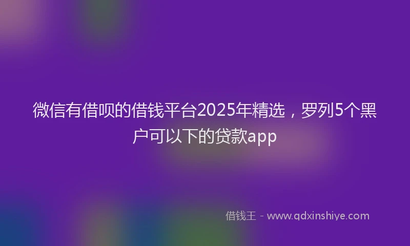 微信有借呗的借钱平台2025年精选，罗列5个黑户可以下的贷款app