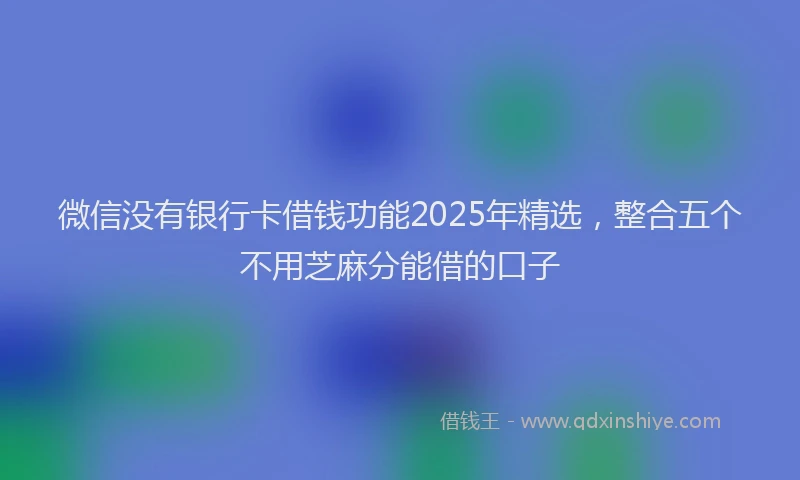微信没有银行卡借钱功能2025年精选，整合五个不用芝麻分能借的口子