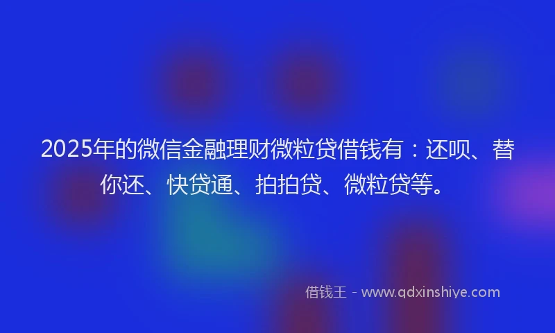 2025年的微信金融理财微粒贷借钱有：还呗、替你还、快贷通、拍拍贷、微粒贷等。