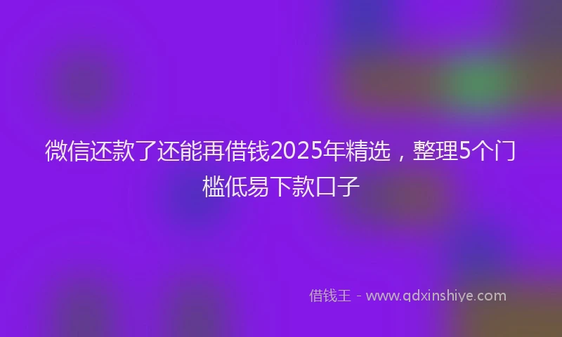 微信还款了还能再借钱2025年精选，整理5个门槛低易下款口子