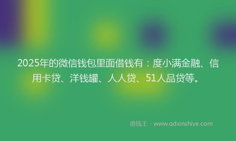 2025年的微信钱包里面借钱有：度小满金融、信用卡贷、洋钱罐、人人贷、51人品贷等。