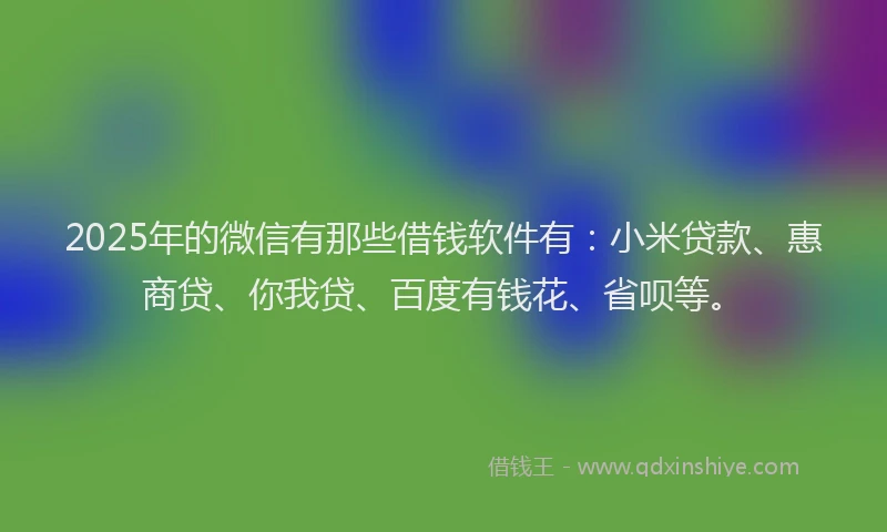 2025年的微信有那些借钱软件有：小米贷款、惠商贷、你我贷、百度有钱花、省呗等。