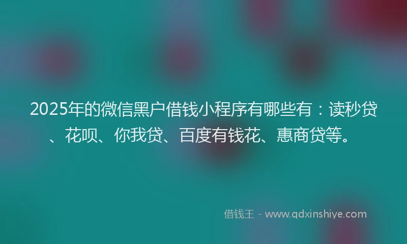 2025年的微信黑户借钱小程序有哪些有：读秒贷、花呗、你我贷、百度有钱花、惠商贷等。