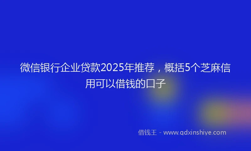 微信银行企业贷款2025年推荐，概括5个芝麻信用可以借钱的口子