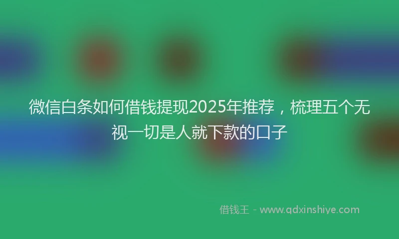 微信白条如何借钱提现2025年推荐，梳理五个无视一切是人就下款的口子