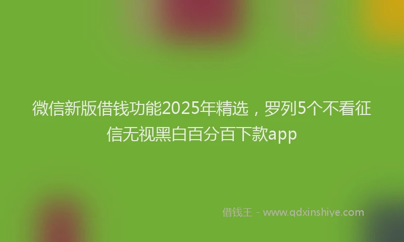微信新版借钱功能2025年精选，罗列5个不看征信无视黑白百分百下款app