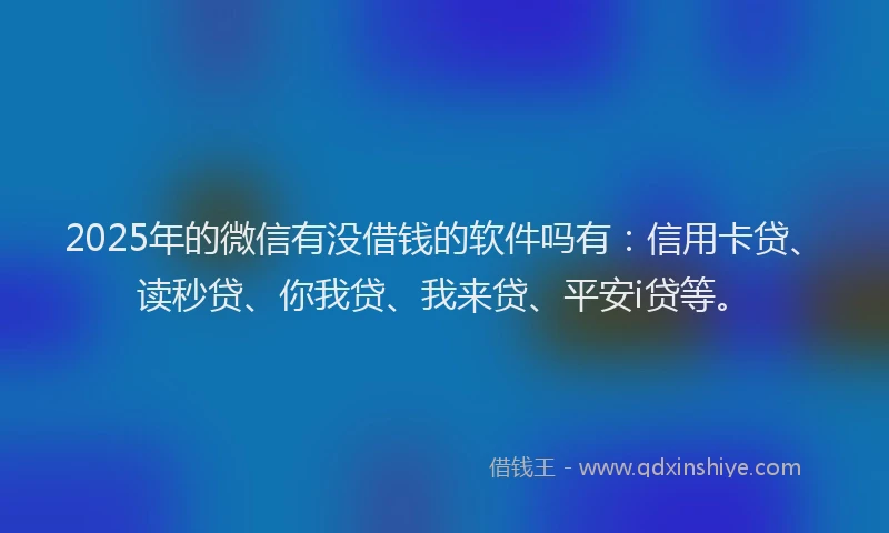 2025年的微信有没借钱的软件吗有：信用卡贷、读秒贷、你我贷、我来贷、平安i贷等。